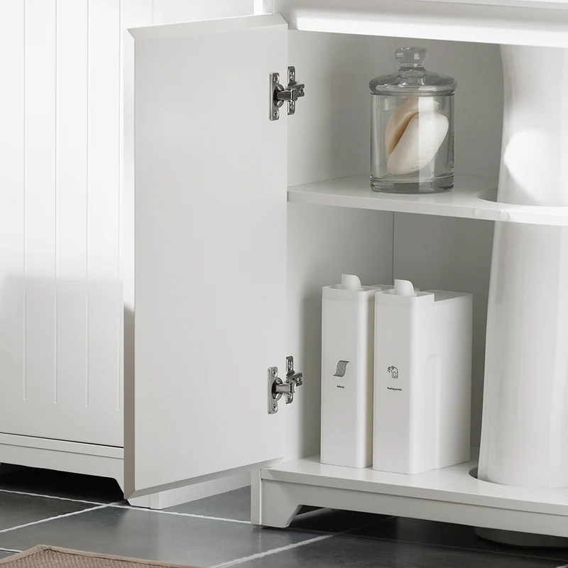 SoBuy BZR108-II-W Meuble sous Colonne Lavabo avec 2 Portes – 60×30×60 cm, Charge 30 kg, MDF E1, Blanc