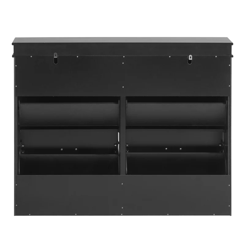 SoBuy FSR79-SCH Armoire à Chaussures 4 Abattants – Séparateurs Réglables, Dos Aéré, Certifiée FSC® – 105×24×83 cm, Noir