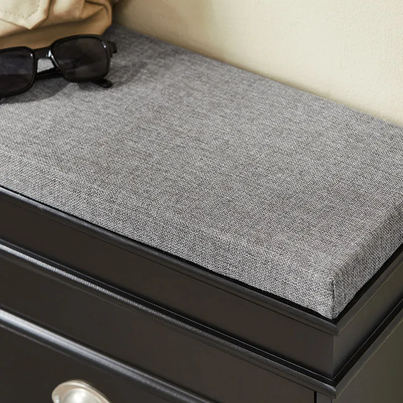 SoBuy FSR64-SCH Banc à Chaussures 2 Abattants avec Coussin Rembourré, Coffre de Rangement pour Entrée – 104x24x51 cm, Noir