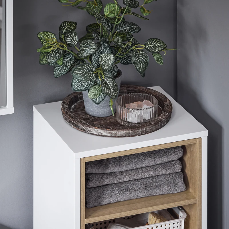 SoBuy BZR146-W Meuble Bas de Salle de Bain, Armoire de Rangement Salle de Bain, Meuble Demi-Colonne sur Pied, Placard WC Étroit avec 1 Panier à Linge, Blanc, 35x30x105cm