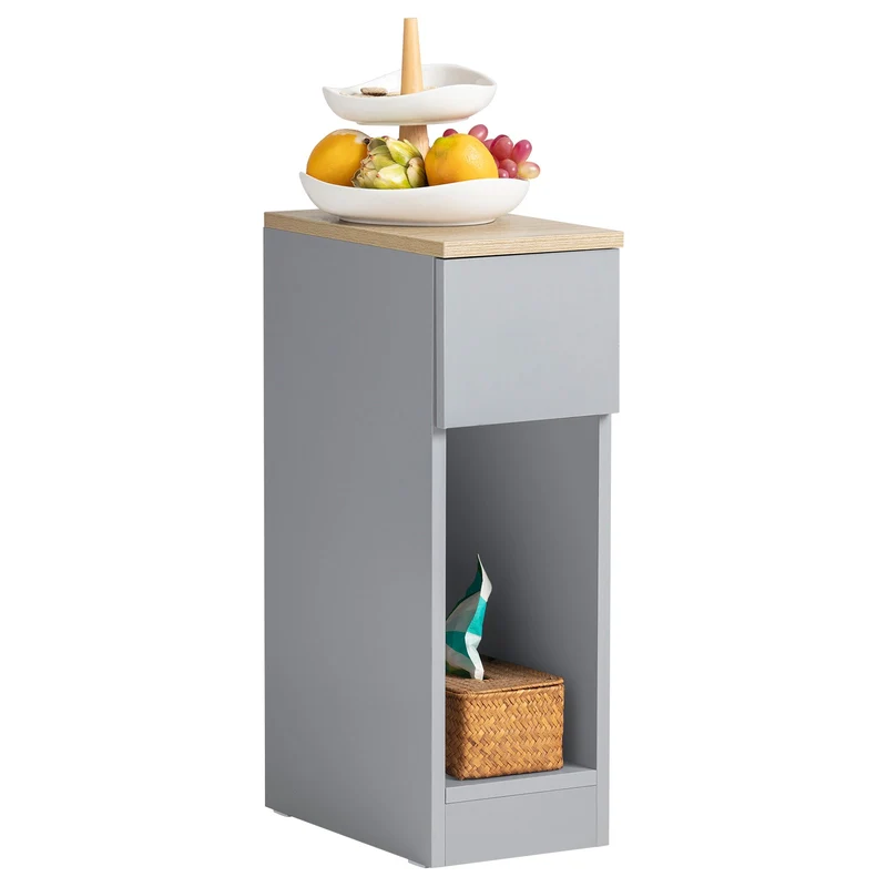 SoBuy FBT111-HG Table de Chevet Fine avec Tiroir et Étagère – L20 × P35 × H60 cm, Gris