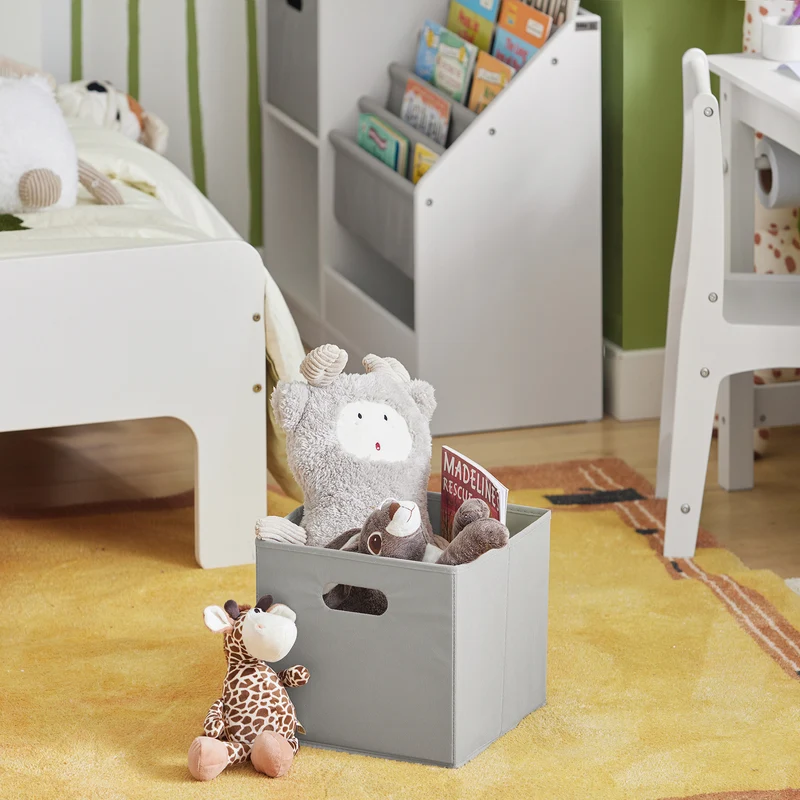 SoBuy KMB76-W Bibliothèque Enfants, Organisateur Jouets et Livres, Étagère de Rangement pour Enfants avec 2 Paniers, 5 Étagères et 1 Compartiment