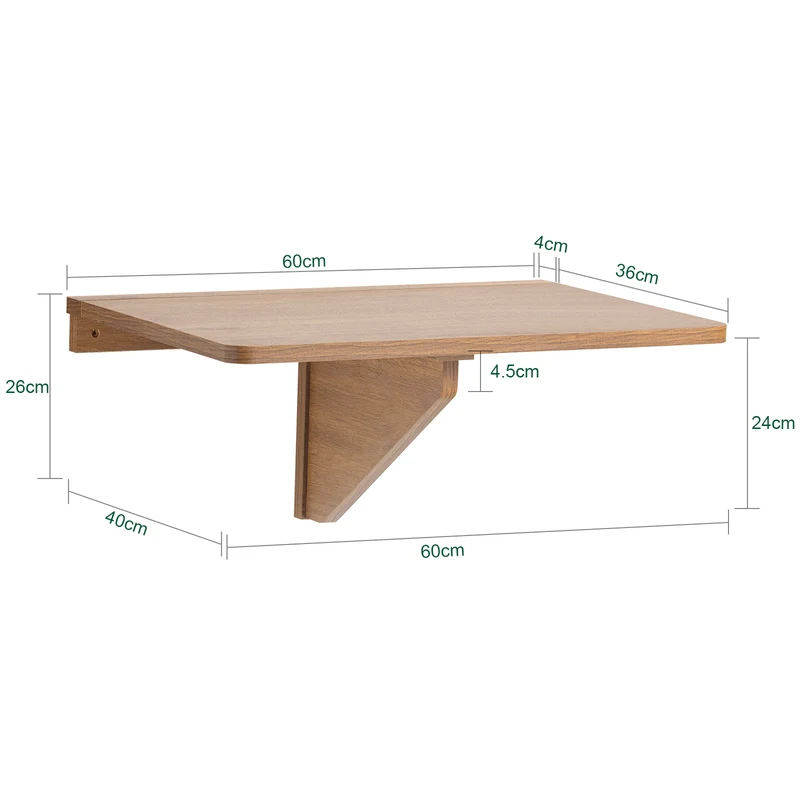 SoBuy FWT03-PF Table Murale Pliante 60×40 cm – Bureau ou Table Repas, Charge 50 kg, Vintage