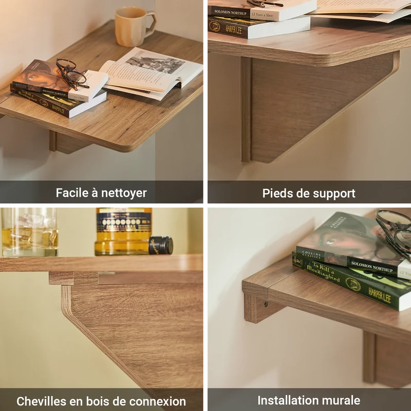 SoBuy FWT03-PF Table Murale Pliante 60×40 cm – Bureau ou Table Repas, Charge 50 kg, Vintage