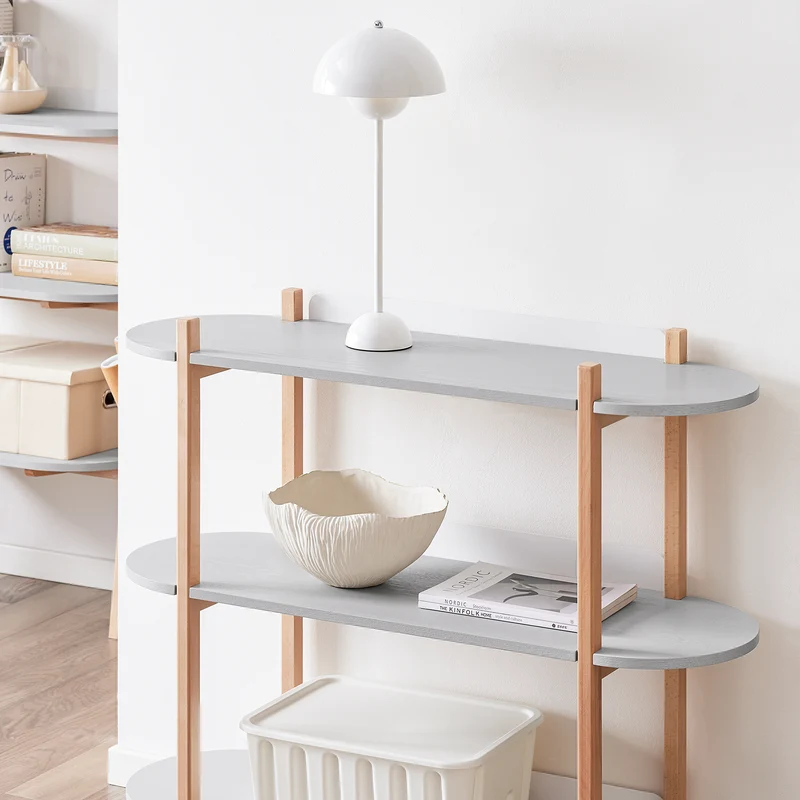 SoBuy HSTR01-H-HG Console d’Entrée avec 3 Niveaux, pour Salon et Chambre, Rangement Optimisé, Design Fonctionnel, Usage Quotidien – L100×P33×H88 cm, Bois, Gris