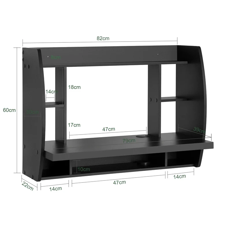 SoBuy FWT18-Sch Table Murale Bureau avec Étagère intégrée Armoire de Rangement Murale