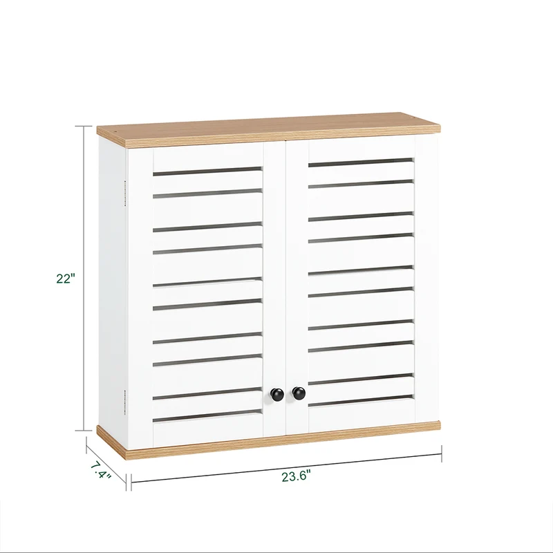 SoBuy BZR42-W Armoire Murale Salle de Bain avec Portes Persiennes et Étagères Réglables – 60×56×19 cm – Blanc
