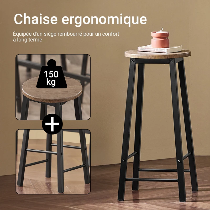 SoBuy OGT22-SCH Ensemble Table Haute et 4 Tabourets de Bar avec Repose-Pieds – L120×P40×H100 cm, Tabouret 150 kg, MDF + Acier Noir