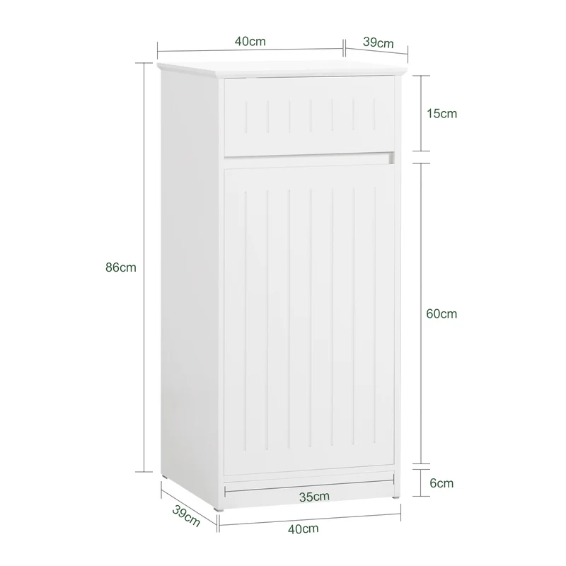 SoBuy BZR110-W Armoire à Linge avec 1 Porte – L40×P39×H86 cm, Charge 25 kg, MDF E1, Blanc