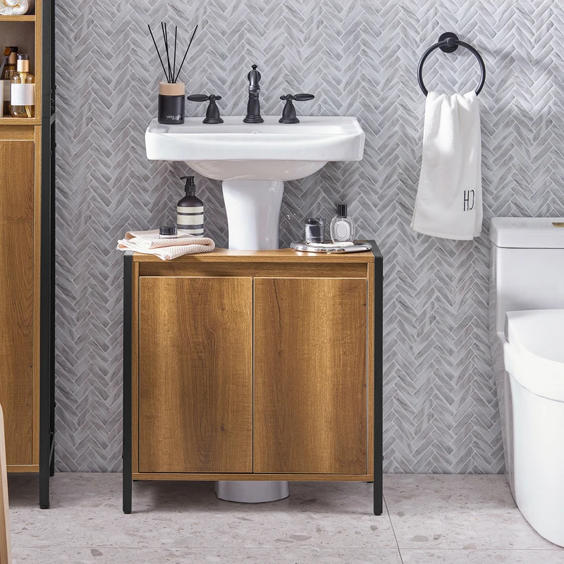 SoBuy BZR63-II-PF Meuble sous Lavabo Housse Colonne Lavabo