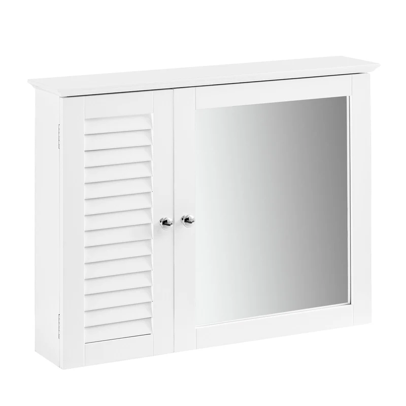 SoBuy BZR55-W Armoire Miroir Meuble Haut de Salle de Bain Armoire Suspendue avec Porte Miroir Commode Meuble de Rangem