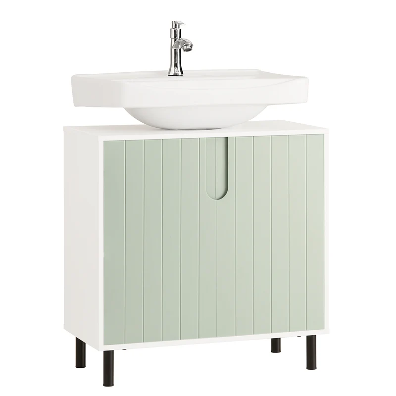 SoBuy BZR139-GR Meuble sous Lavabo Meuble sous Vasque avec 2 Portes et étagère réglable