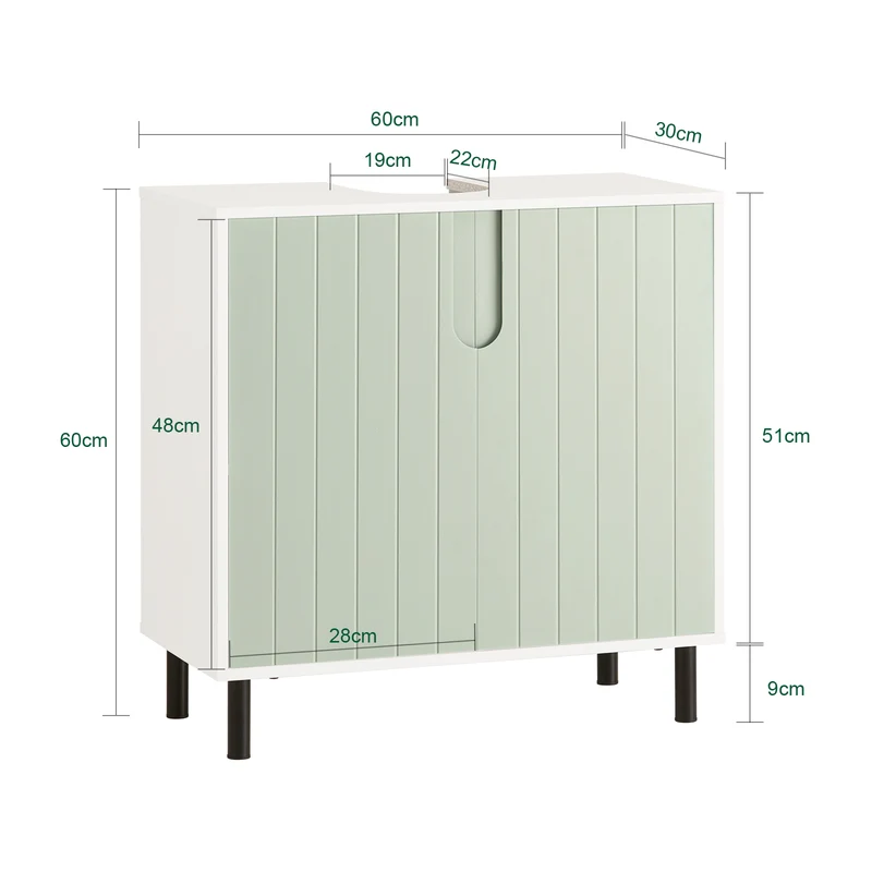 SoBuy BZR139-GR Meuble sous Lavabo Meuble sous Vasque avec 2 Portes et étagère réglable
