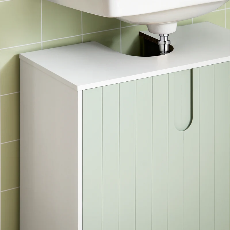 SoBuy BZR139-GR Meuble sous Lavabo Meuble sous Vasque avec 2 Portes et étagère réglable