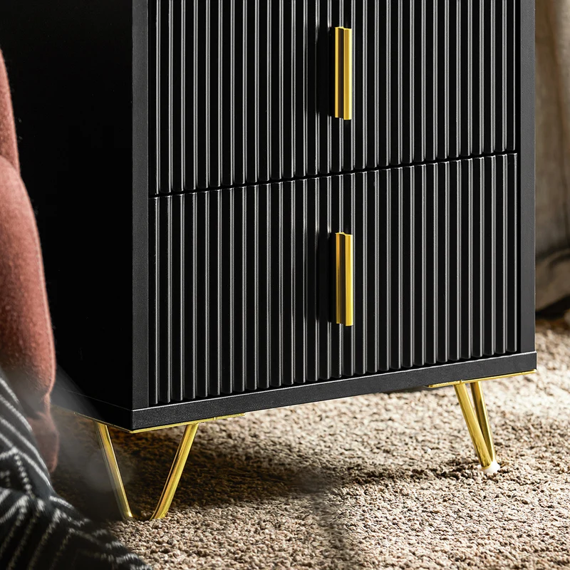 SoBuy FBT115-SCH Table de Chevet - Table de Nuit avec 2 tiroirs, Table d'appoint pour Chambre à Coucher - Meuble de Rangement Moderne, Noir, L40 x P40 x H47 cm
