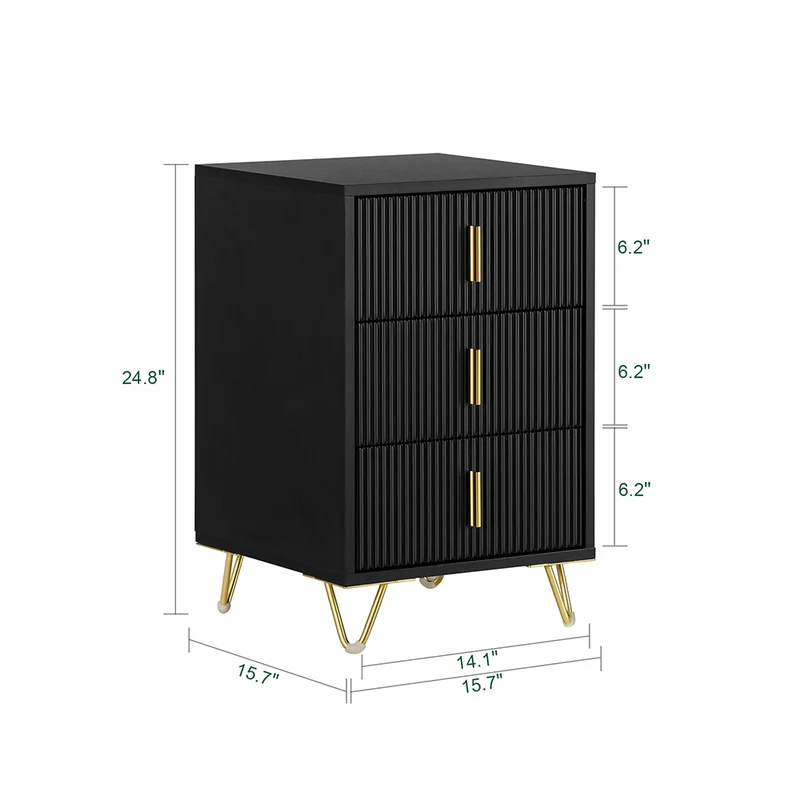 SoBuy FBT115-L-SCH Table de Chevet avec 3 Tiroirs Table de Nuit Bout de Canapé Table d'appoint