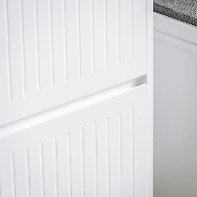 SoBuy FSR165-W Meuble à Chaussures à Abattants 2 Niveaux – Rangement Discret pour Entrée – Blanc