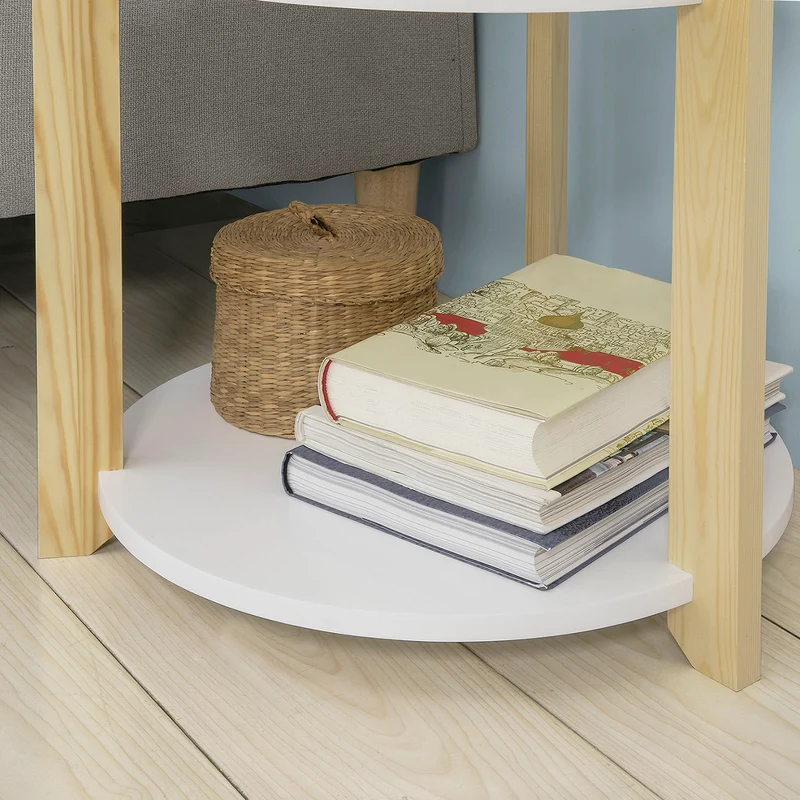 SoBuy FBT63-WN Table d'Appoint Table Café Table Basse Ronde Guéridon – 2 plateaux 3 pieds