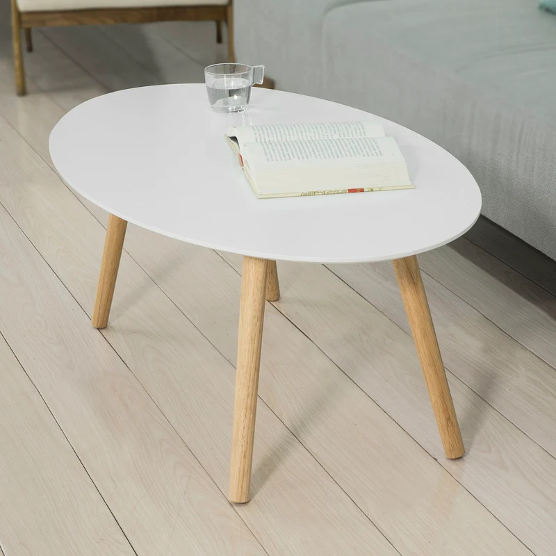 SoBuy FBT61-W Table Basse ovale Table d’appoint Design Moderne Table de Salon en Bois