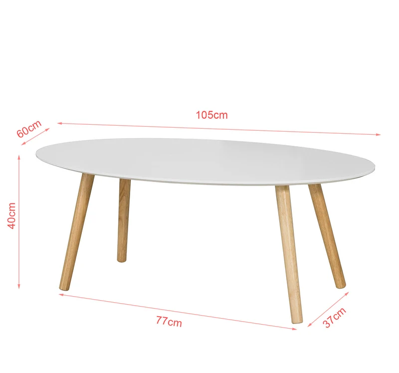 SoBuy FBT61-W Table Basse ovale Table d’appoint Design Moderne Table de Salon en Bois