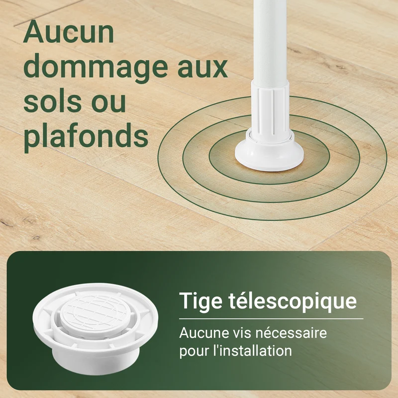 SoBuy FRG109-II-W Tringle à Vêtements Télescopique, Portant à Vêtements Robuste, Penderie Ouverte Réglable avec Barres de Suspension pour Chambre, Dressing, Blanc