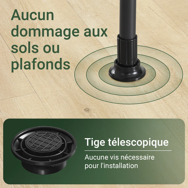 SoBuy FRG109-II-SCH Tringle à Vêtements Télescopique, Portant à Vêtements Robuste, Penderie Ouverte Réglable avec Barres de Suspension pour Chambre, Dressing, Noir