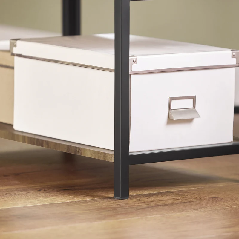 SoBuy FWT62-N Table Pliante avec 2 Abattants et 3 Étagères de Rangement, Table de Cuisine Salle à Manger Pliable, Économie d'espace, 180 x 60 x 77cm
