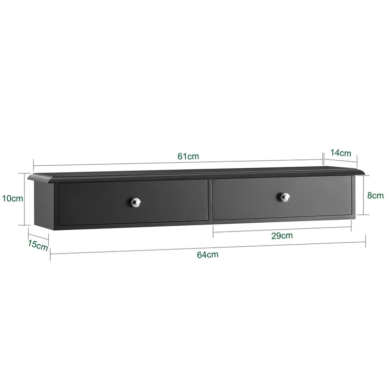 SoBuy FRG43-SCH Etagere Murale avec 2 Tiroirs - Étagère Flottante Moderne pour Entrée, Salon, Cuisine & Chambre - Noir 64x15x10cm