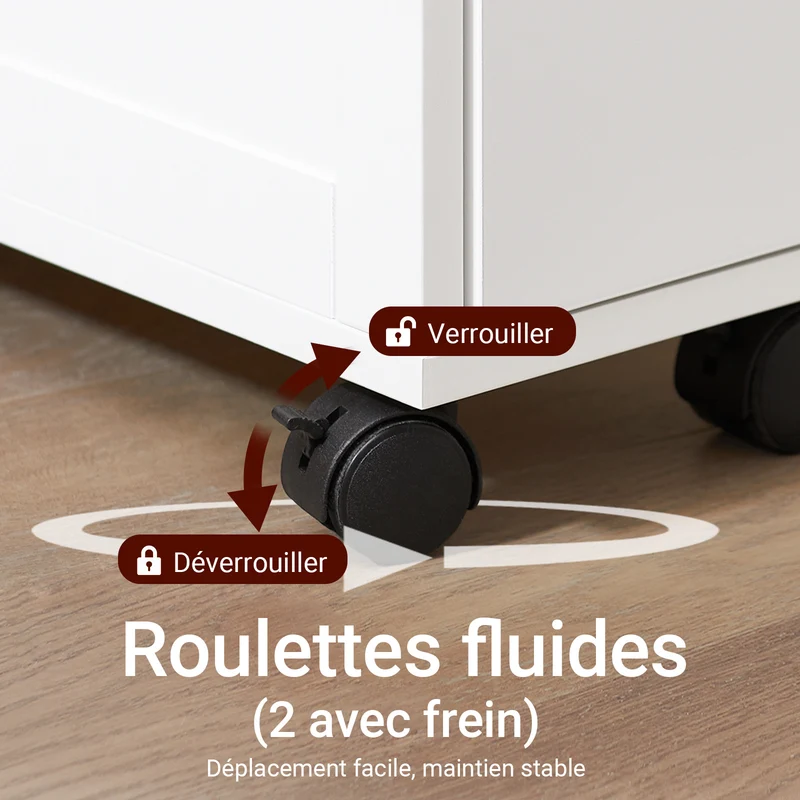 SoBuy NSR11-WN Chariot de Cuisine à Roulettes Slim 20 cm, Plan de Travail Bois, Tiroir 2 Niveaux, 4 Roulettes – L20 × P51 × H79 cm