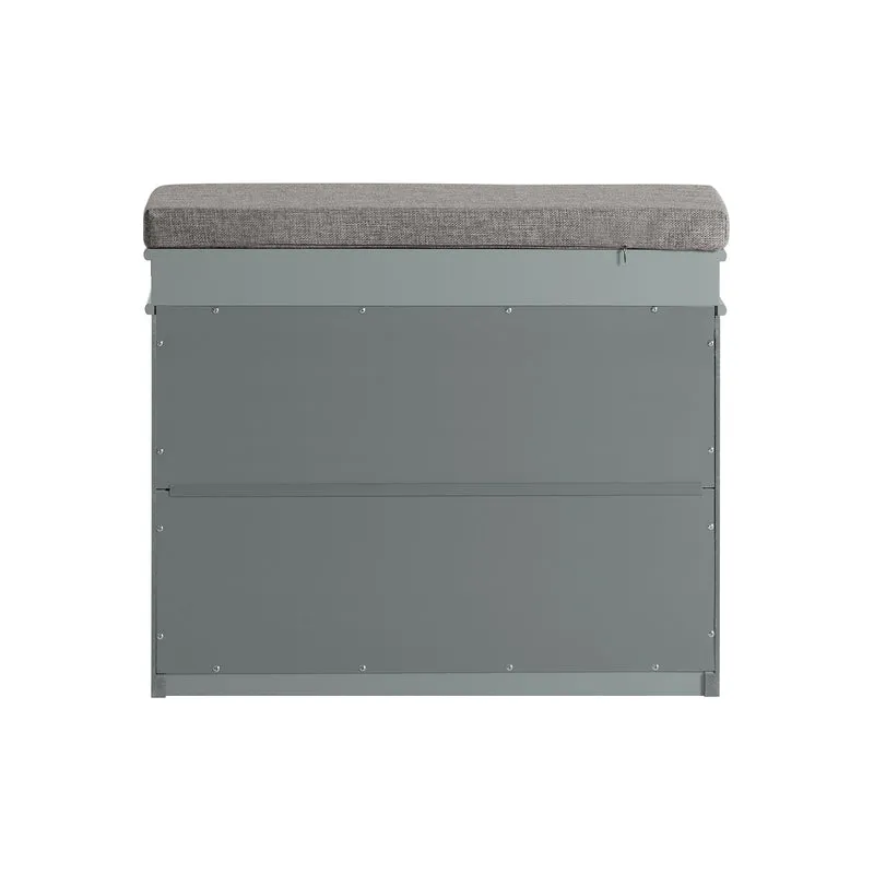 SoBuy FSR82-K-HG Banc à Chaussures avec Coussin Rembourré et 1 Abattant, Slim 24cm pour Entrée – 60x24x51 cm, Gris