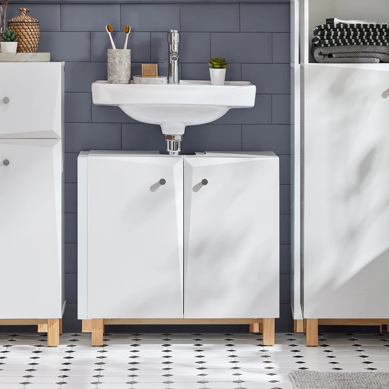 SoBuy BZR92-W Meuble sous Lavabo, Meuble sous évier, Meuble sous Vasque, Armoire Salle de Bain, Placard de Rangement