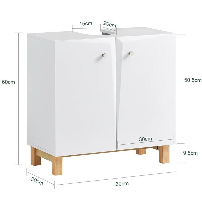 SoBuy BZR92-W Meuble sous Lavabo, Meuble sous évier, Meuble sous Vasque, Armoire Salle de Bain, Placard de Rangement