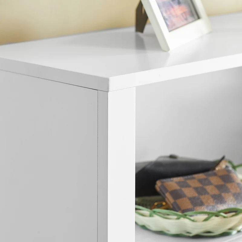 SoBuy FSR87-W Armoire à Chaussures 2 Abattants et Compartiment Ouvert – 80×24×110 cm, 50 kg, MDF E1, Blanc