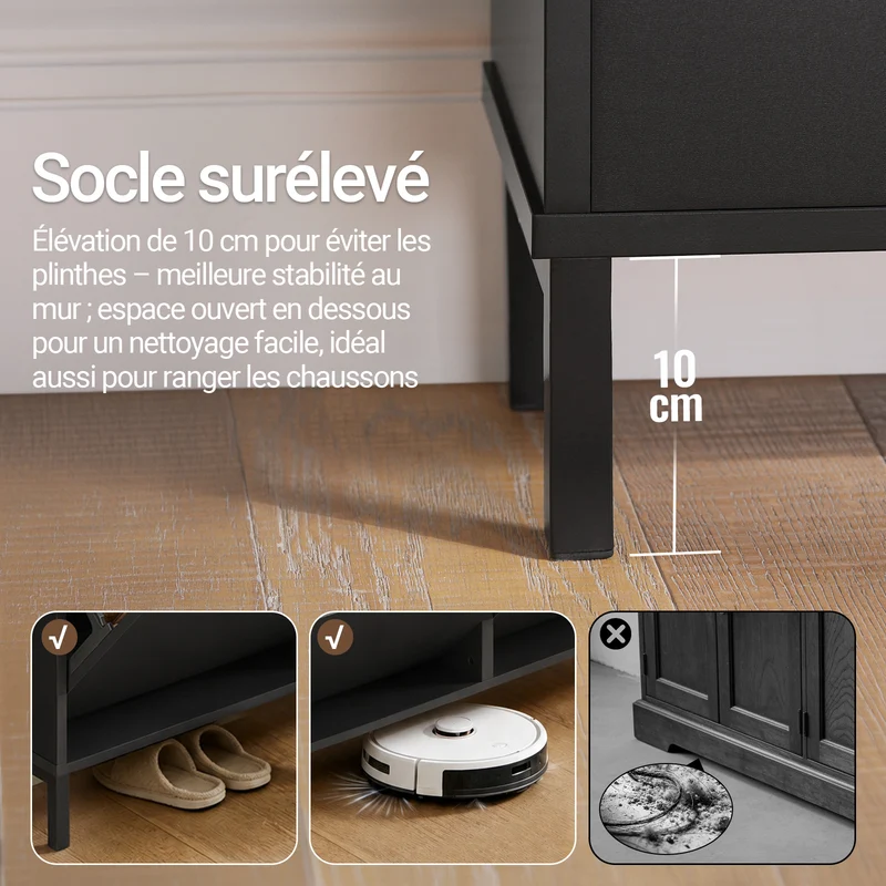 SoBuy FSR100-SCH Meuble à Chaussures 4 Abattants – 19 cm de Profondeur, Jusqu'à 12 Paires, Noir Mat