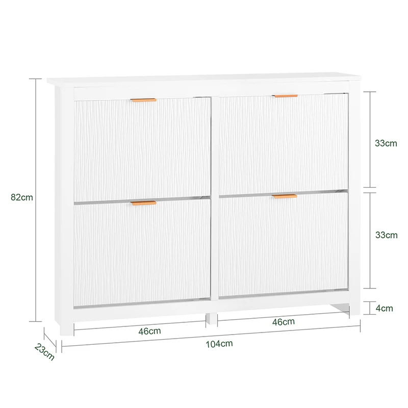 SoBuy FSR186-II-W Meuble à Chaussures à Abattants 4 Niveaux – Rangement Familial pour Entrée – 104x23x82 cm Blanc
