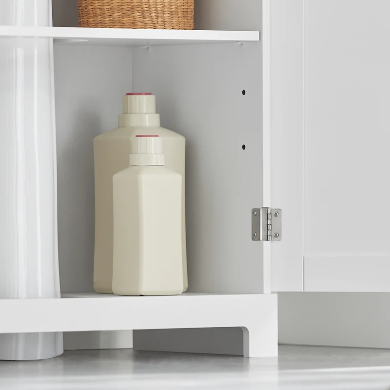 SoBuy BZR18-II-W Meuble sous Vasque 60 cm – Découpe Siphon, Rangement Gain de Place, Blanc