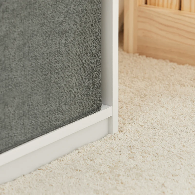 SoBuy KMB40-W Armoire Enfant Penderie Enfant avec Portant Vêtements Garde-Robe avec 3 Étagères Panier en Tissu et 3 Crochets Petite Armoire Etagere Blanc 97x35x108 cm