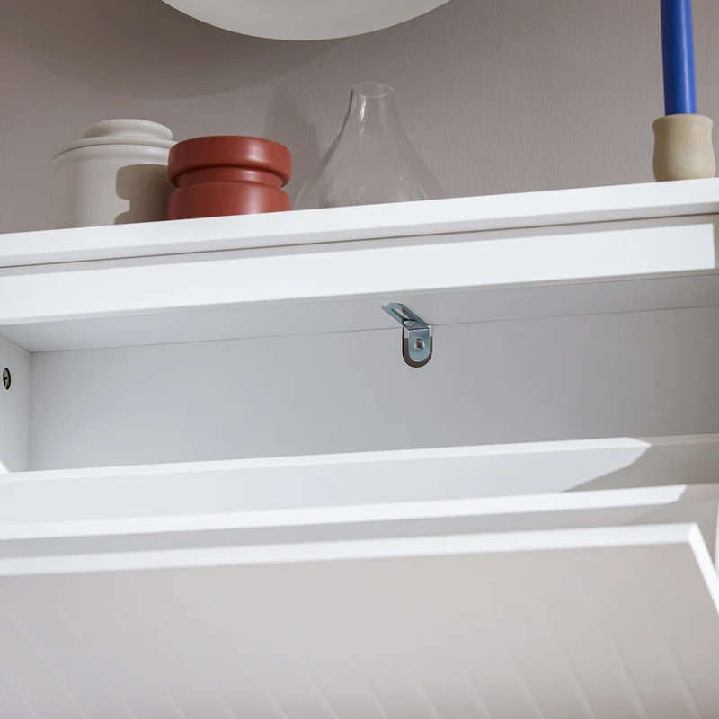 SoBuy FSR165-K-W Meuble à Chaussures à Abattants 2 Niveaux – Rangement Discret pour Entrée – 61x26x81 cm Blanc