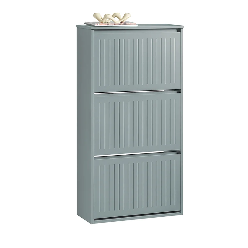 SoBuy FSR165-H-HG Meuble à Chaussures à Abattants 3 Niveaux – Rangement Discret pour Entrée – 61x26x120 cm Gris