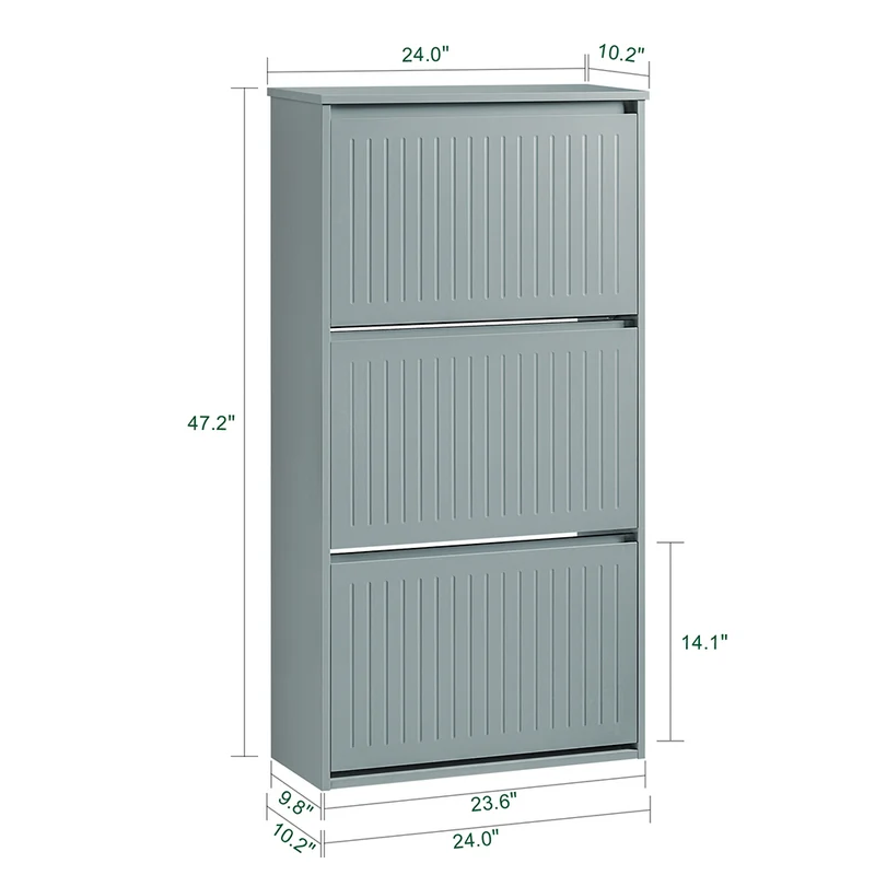 SoBuy FSR165-H-HG Meuble à Chaussures à Abattants 3 Niveaux – Rangement Discret pour Entrée – 61x26x120 cm Gris