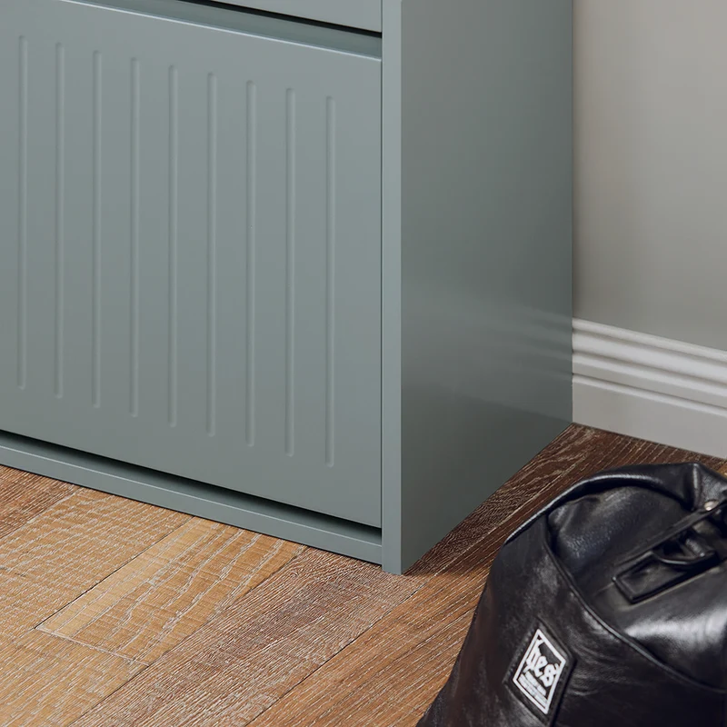 SoBuy FSR165-H-HG Meuble à Chaussures à Abattants 3 Niveaux – Rangement Discret pour Entrée – 61x26x120 cm Gris