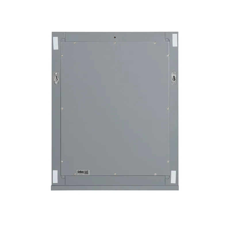 SoBuy FRG129-SG Armoire Murale Salle de Bain avec Miroir, Format Compact, pour Salle de Bain et WC, Rangement Optimisé, Pratique – L40×P10×H49 cm, Gris Clair