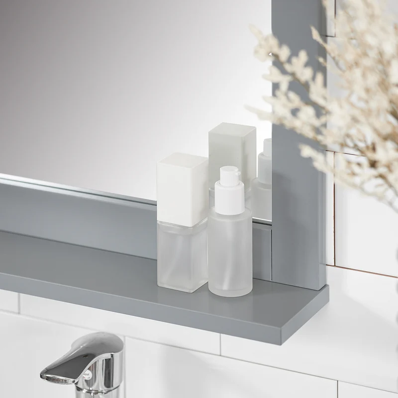 SoBuy FRG129-SG Armoire Murale Salle de Bain avec Miroir, Format Compact, pour Salle de Bain et WC, Rangement Optimisé, Pratique – L40×P10×H49 cm, Gris Clair