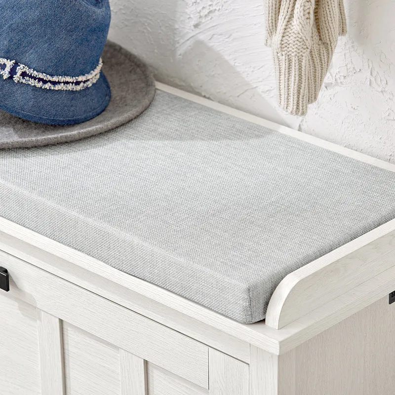 SoBuy FSR161-W Banc à Chaussures avec Coussin Rembourré et 1 Abattant pour Entrée Couloir – 80x30x50 cm, Blanc