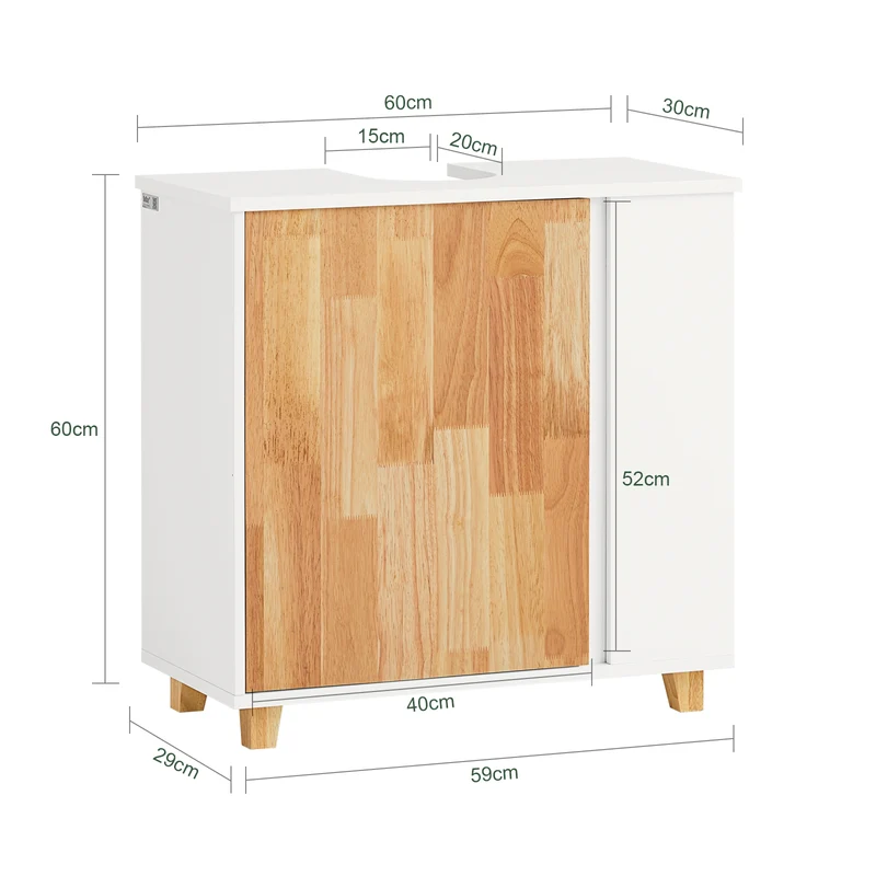 SoBuy BZR75-W Meuble sous Lavabo, Meuble sous Vasque, Armoire Salle de Bain avec Porte et 2 Compartiments Latéral
