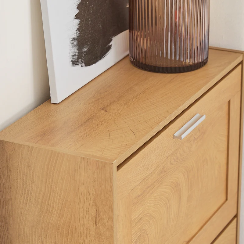 SoBuy FSR137-N Meuble à Chaussures à Abattants 2 Niveaux – Rangement Discret pour Entrée – 60x23x79 cm Naturel