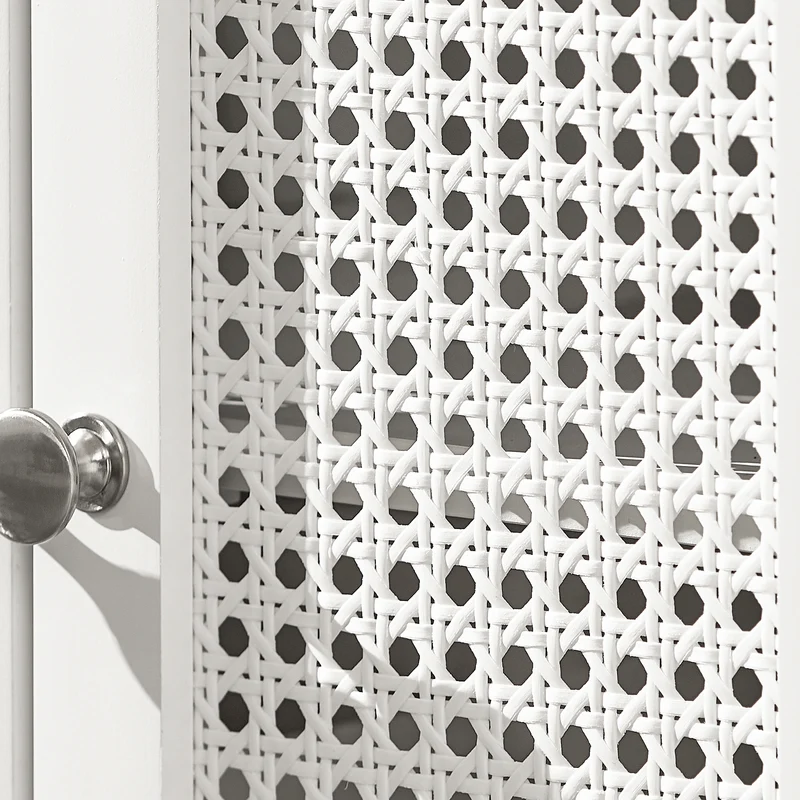 SoBuy BZR35-W Meuble sous Lavabo Salle de Bain Meuble Lavabo avec 2 Portes et Étagère Petit Meuble Salle de Bain avec Panneaux en Treillis pour Vasque ou Lavabo Blanc 50x60x33 cm