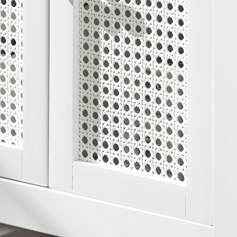 SoBuy BZR35-W Meuble sous Lavabo Salle de Bain Meuble Lavabo avec 2 Portes et Étagère Petit Meuble Salle de Bain avec Panneaux en Treillis pour Vasque ou Lavabo Blanc 50x60x33 cm