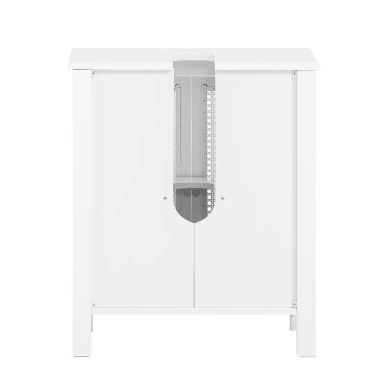 SoBuy BZR35-W Meuble sous Lavabo Salle de Bain Meuble Lavabo avec 2 Portes et Étagère Petit Meuble Salle de Bain avec Panneaux en Treillis pour Vasque ou Lavabo Blanc 50x60x33 cm