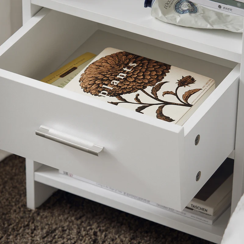 SoBuy FBT66-W Table de Chevet Table de Nuit Bout de Canapé avec 1 Tiroir 1 Niche Blanc